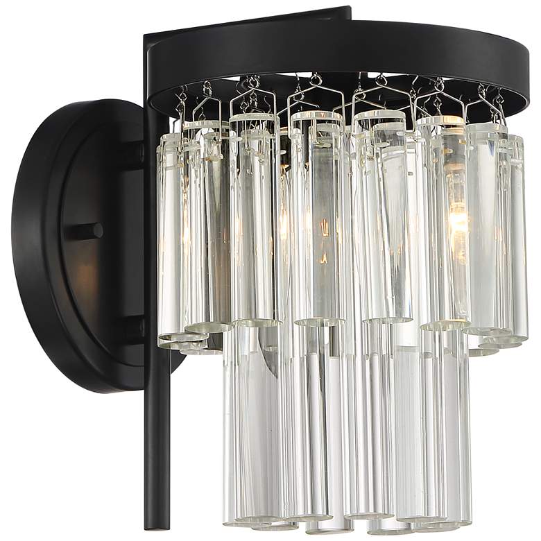 Image 4 Stiffel Handry 10 1/2" High Clear Glass Black Wall Sconces Set of 2 more views