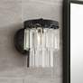 6_Stiffel Handry 10 1/2" High Clear Glass Black Wall Sconces Set of 2 more views