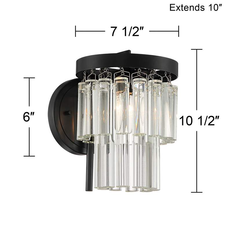 Image 7 Stiffel Handry 10 1/2" High Clear Glass Black Wall Sconces Set of 2 more views