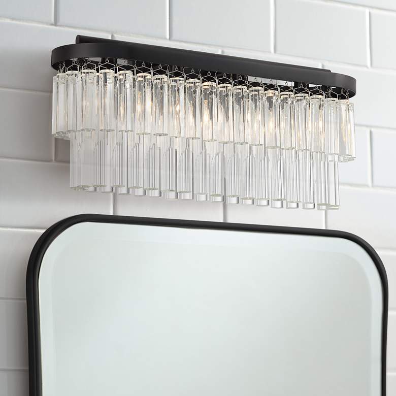 Image 1 Stiffel Handry 23" Wide Semi Gloss Black Clear Glass Bath Light