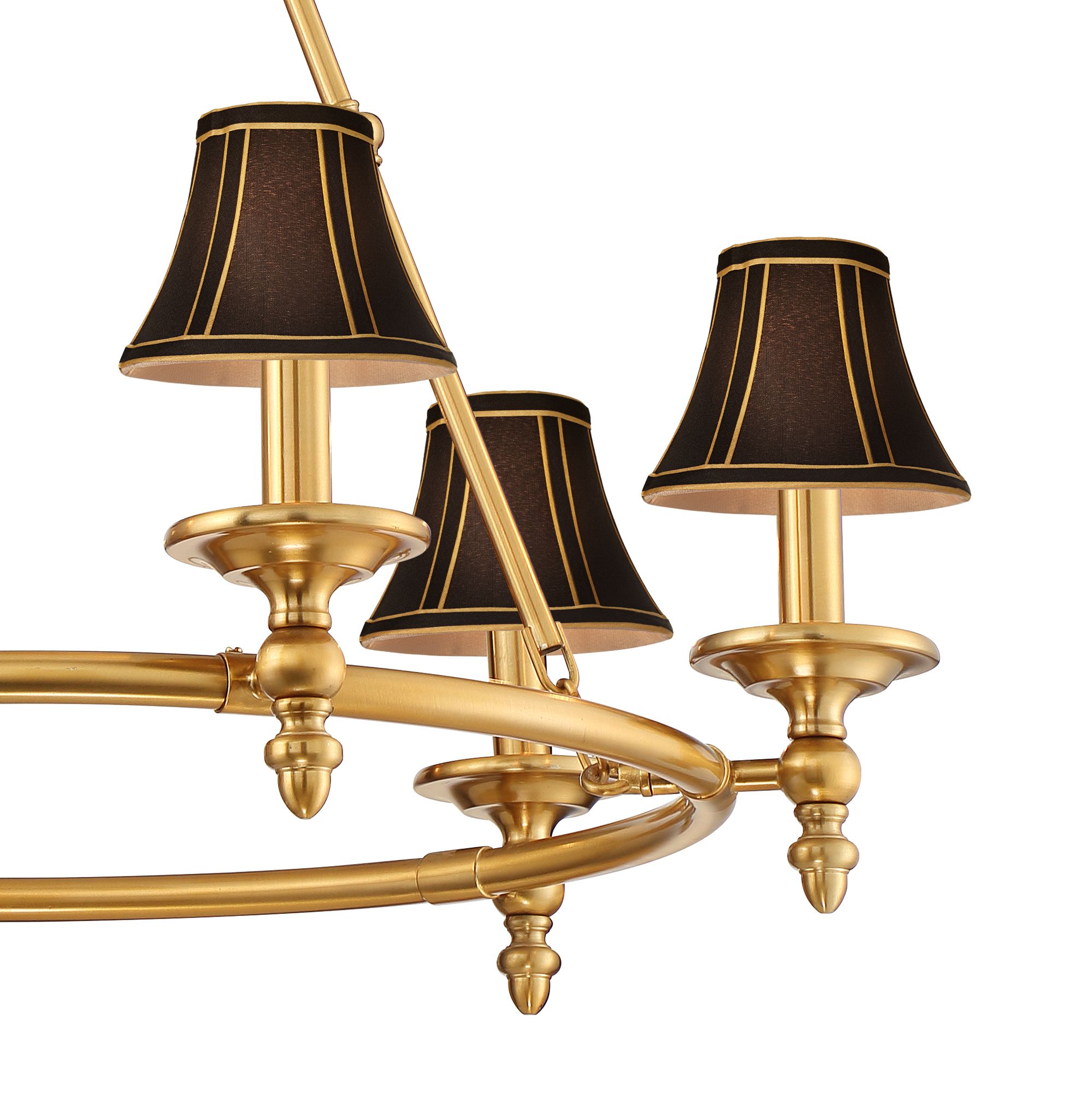 Image 2 Stiffel Hartley 28"W Antique Gold 6-Light Chandelier with Black Shade more views