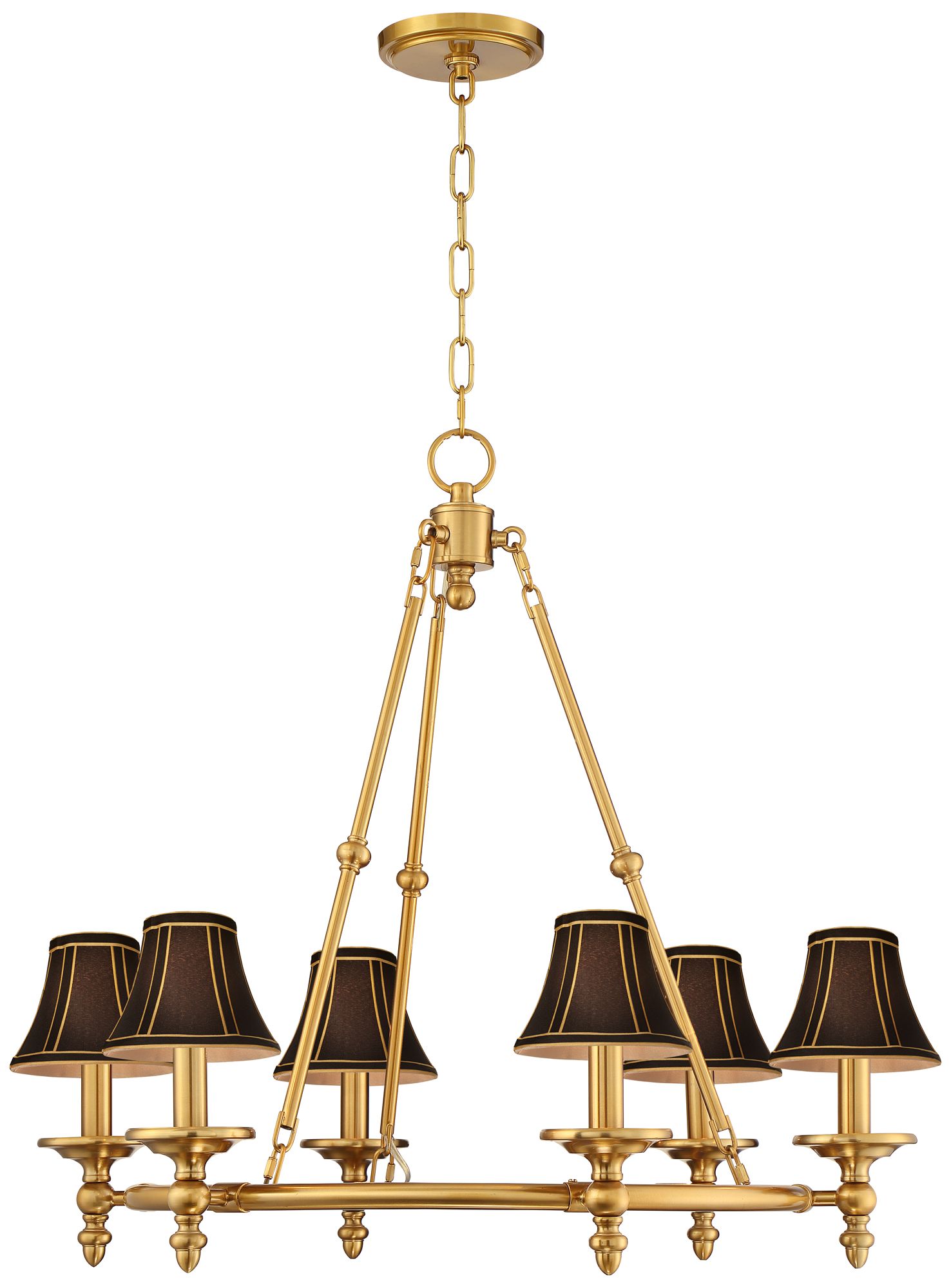 Image 6 Stiffel Hartley 28"W Antique Gold 6-Light Chandelier with Black Shade more views