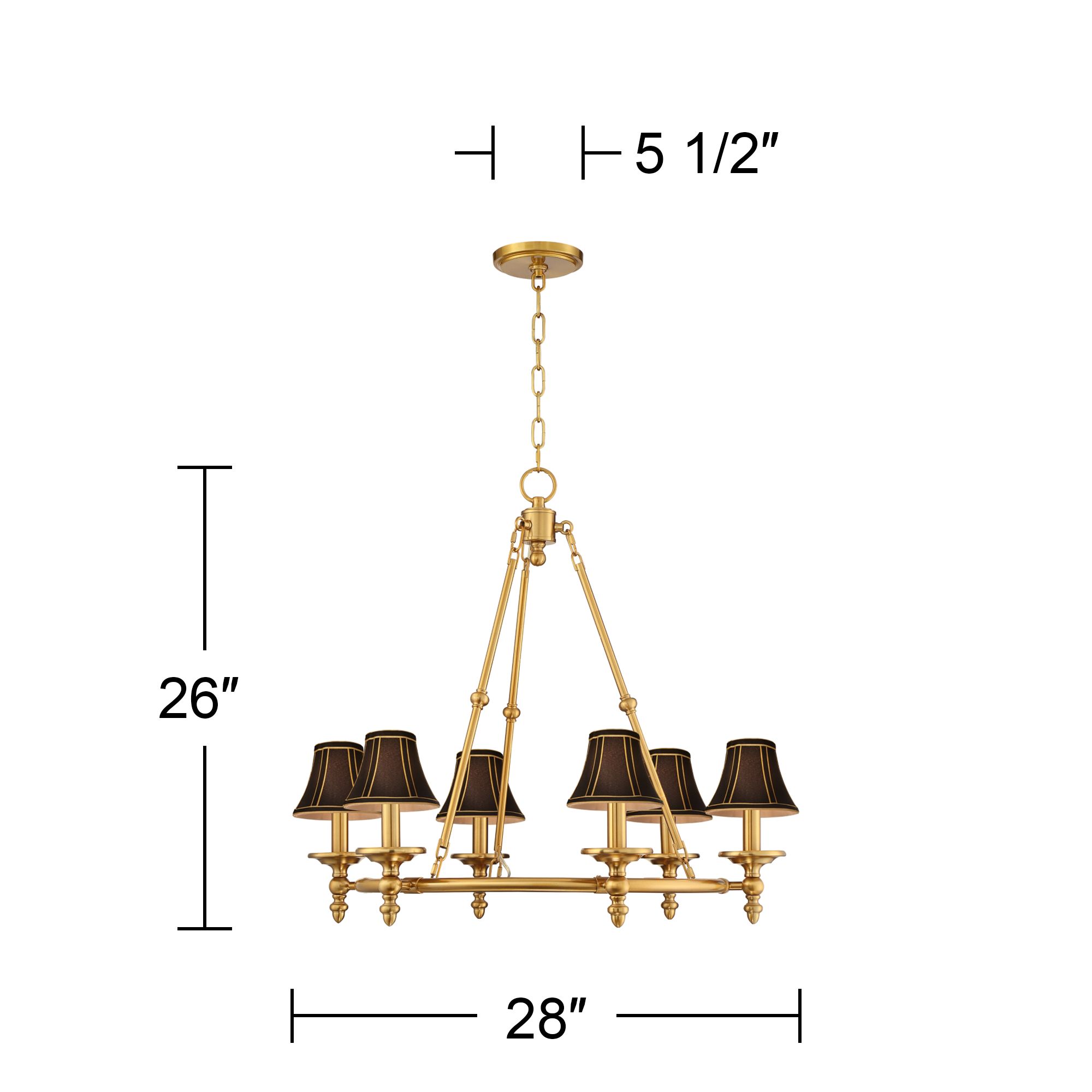 Image 7 Stiffel Hartley 28"W Antique Gold 6-Light Chandelier with Black Shade more views