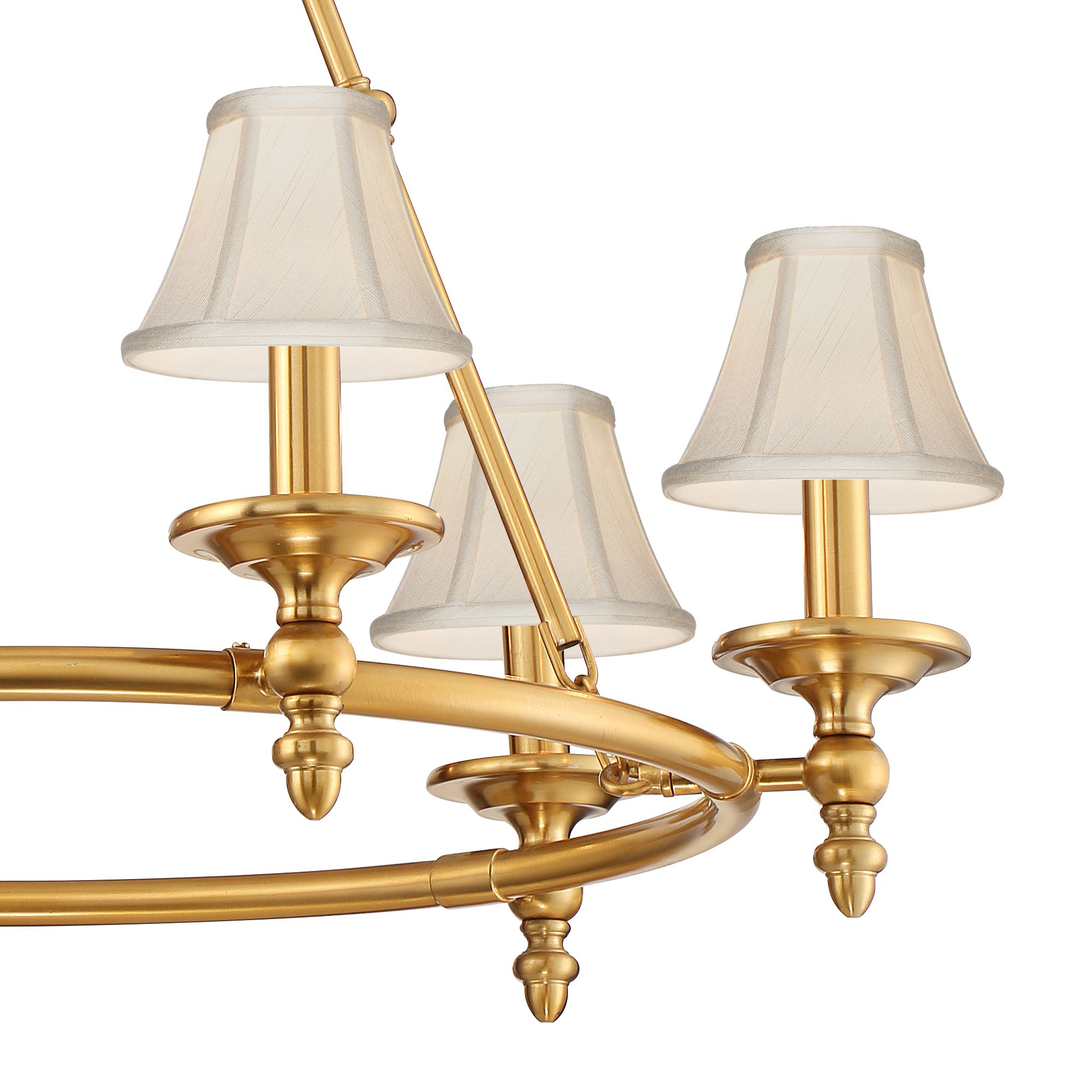 Image 2 Stiffel Hartley 28"W Antique Gold 6-Light Chandelier with Cream Shades more views