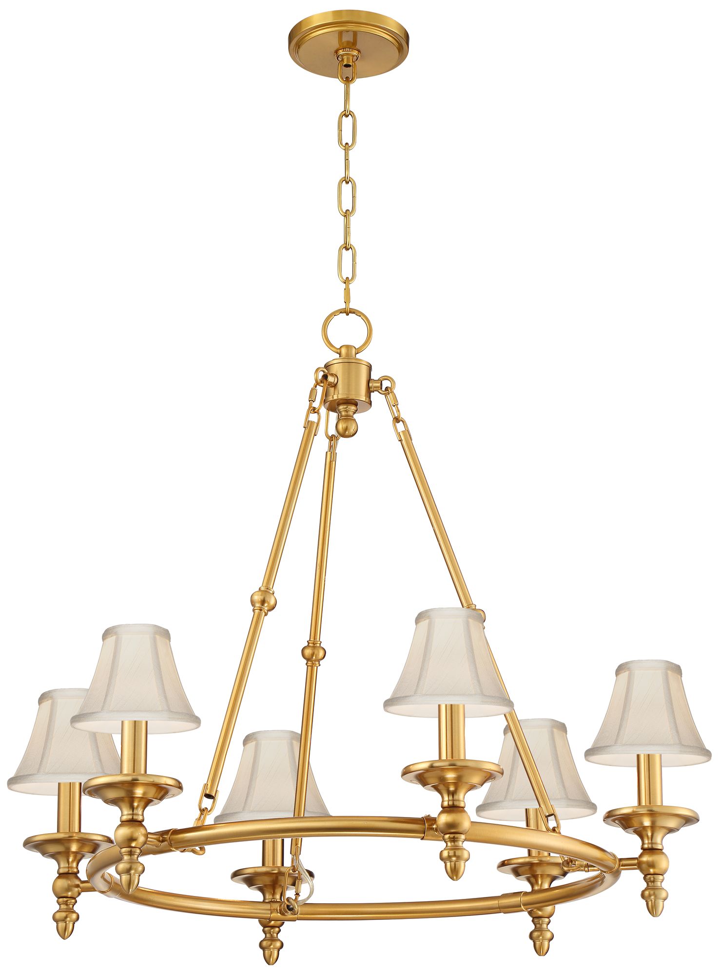 Image 5 Stiffel Hartley 28"W Antique Gold 6-Light Chandelier with Cream Shades more views