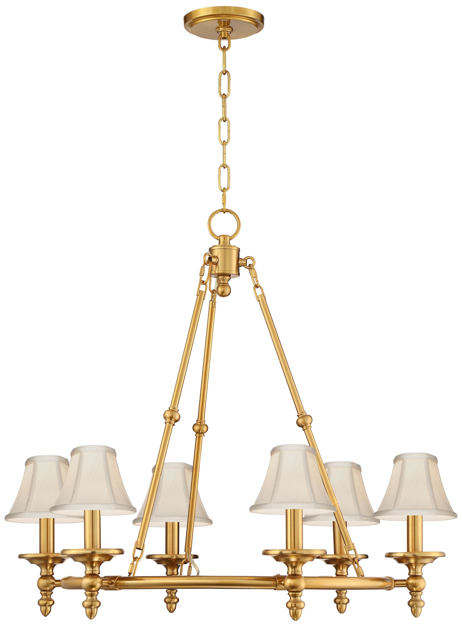 Image 6 Stiffel Hartley 28"W Antique Gold 6-Light Chandelier with Cream Shades more views