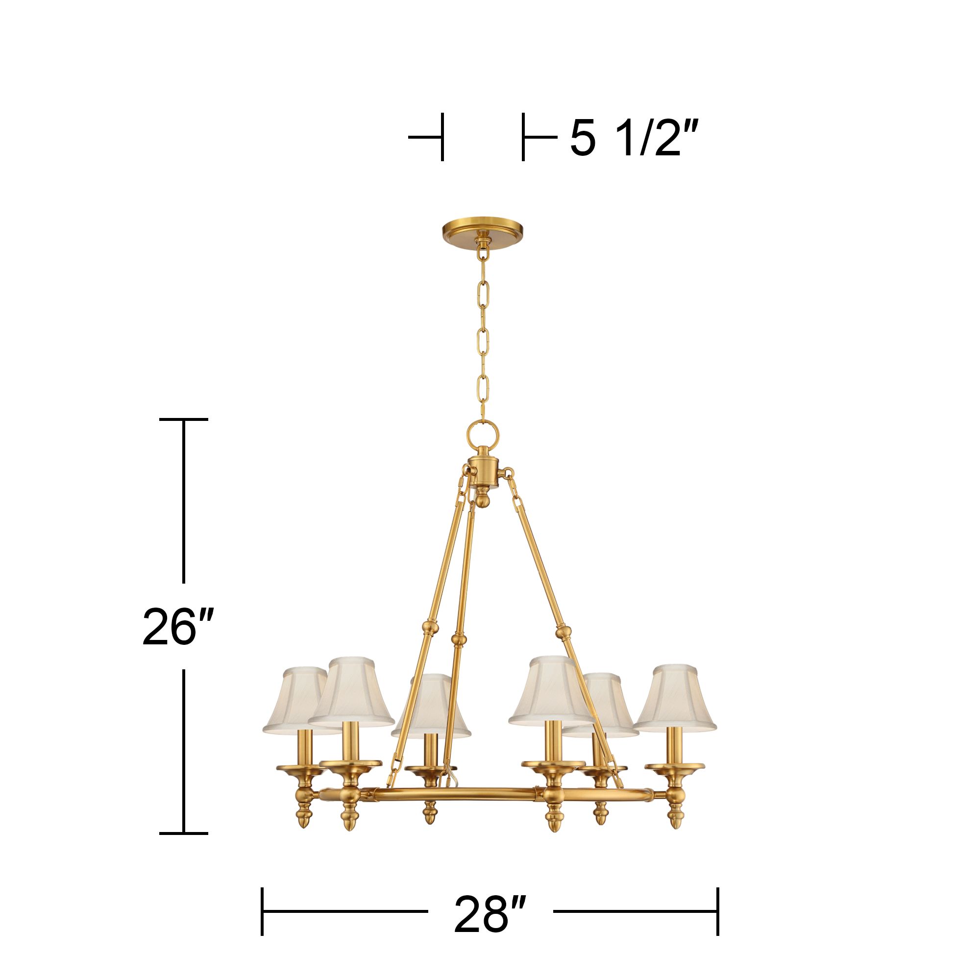 Image 7 Stiffel Hartley 28"W Antique Gold 6-Light Chandelier with Cream Shades more views