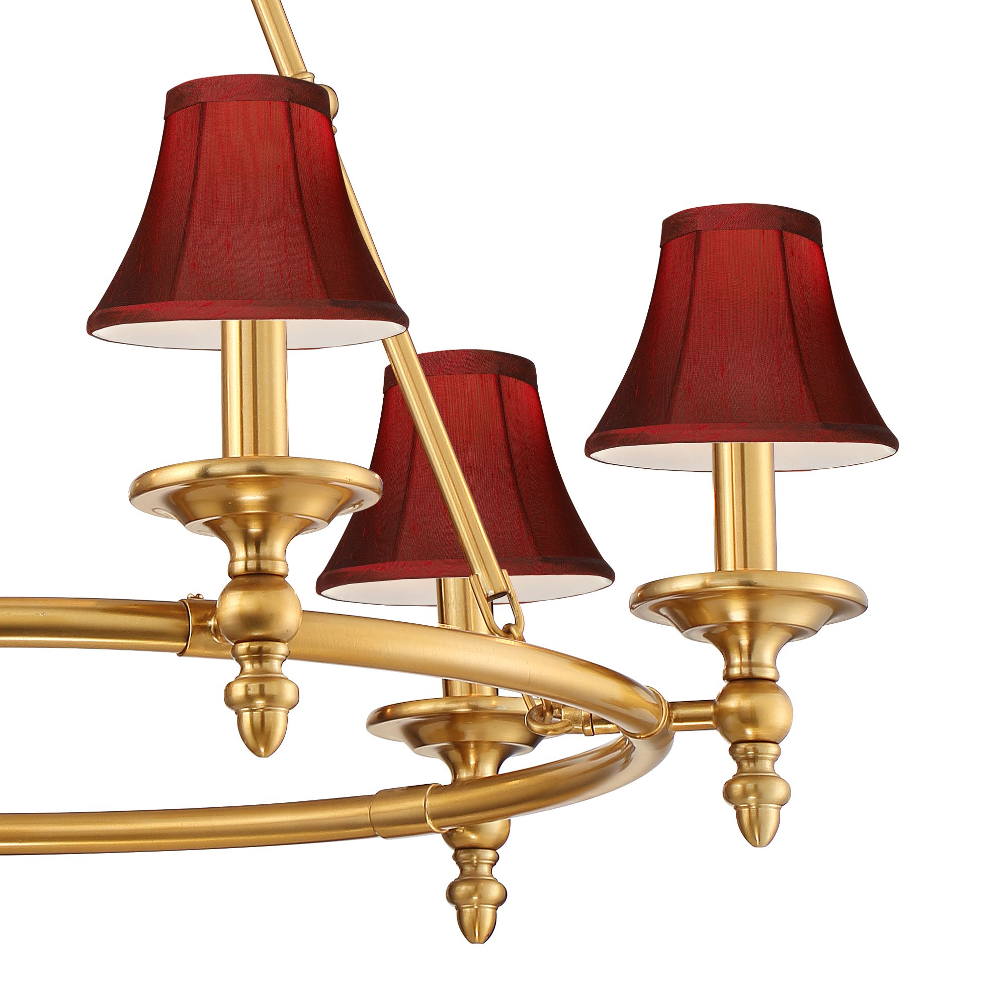 Image 2 Stiffel Hartley 28"W Antique Gold 6-Light Chandelier with Red Shades more views