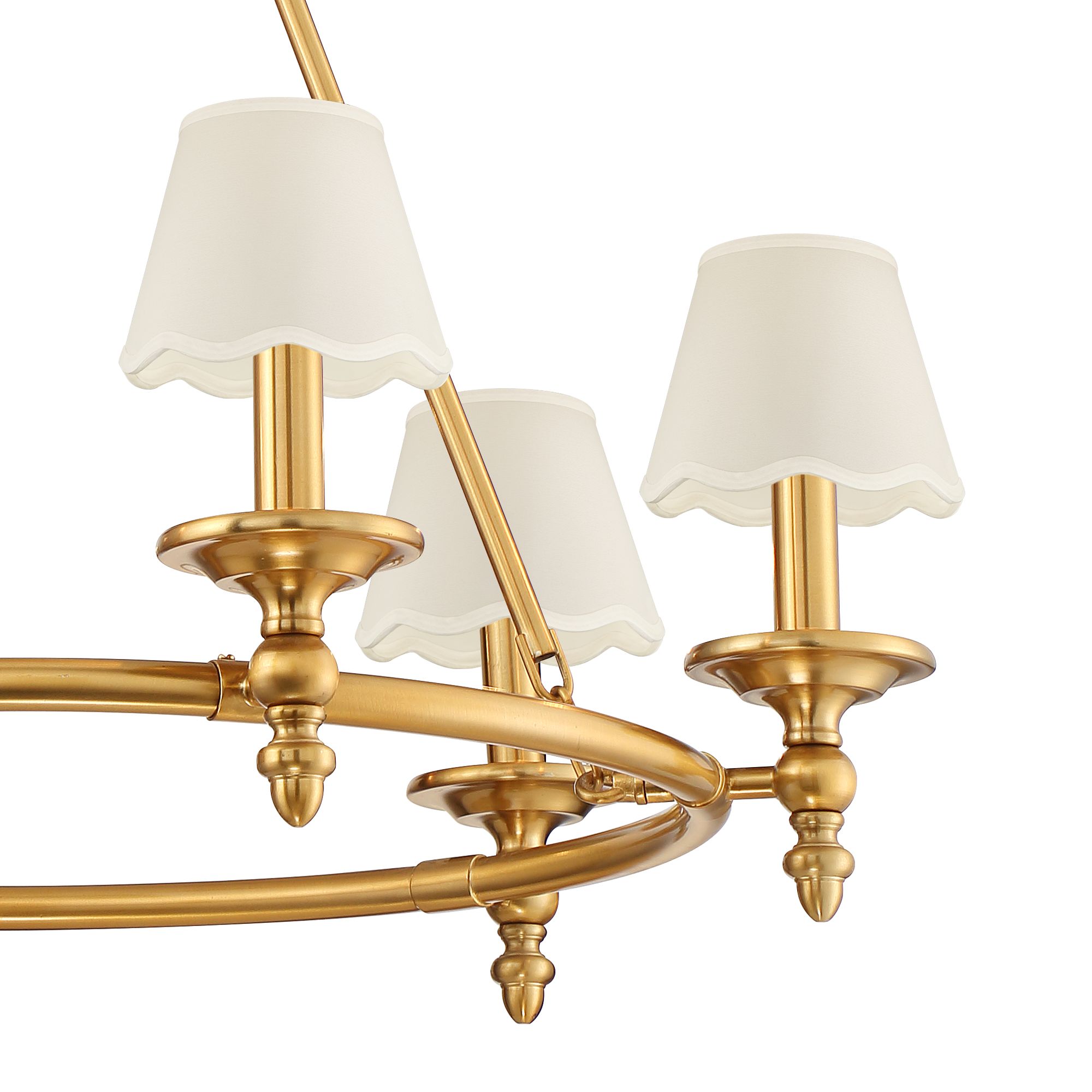 Image 2 Stiffel Hartley 28"W Antique Gold 6-Light Chandelier with White Shade more views