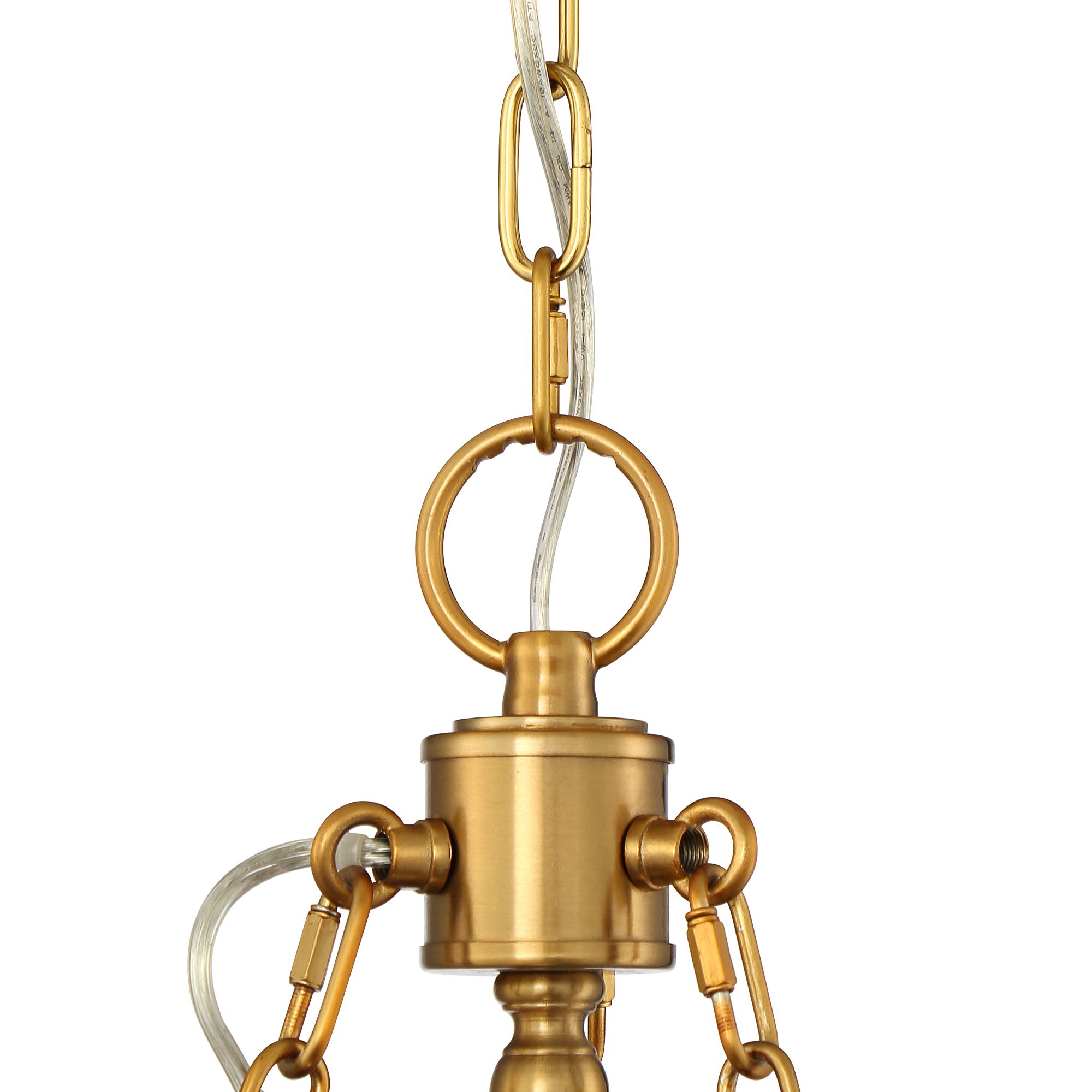 Image 3 Stiffel Hartley 28"W Antique Gold 6-Light Chandelier with White Shade more views