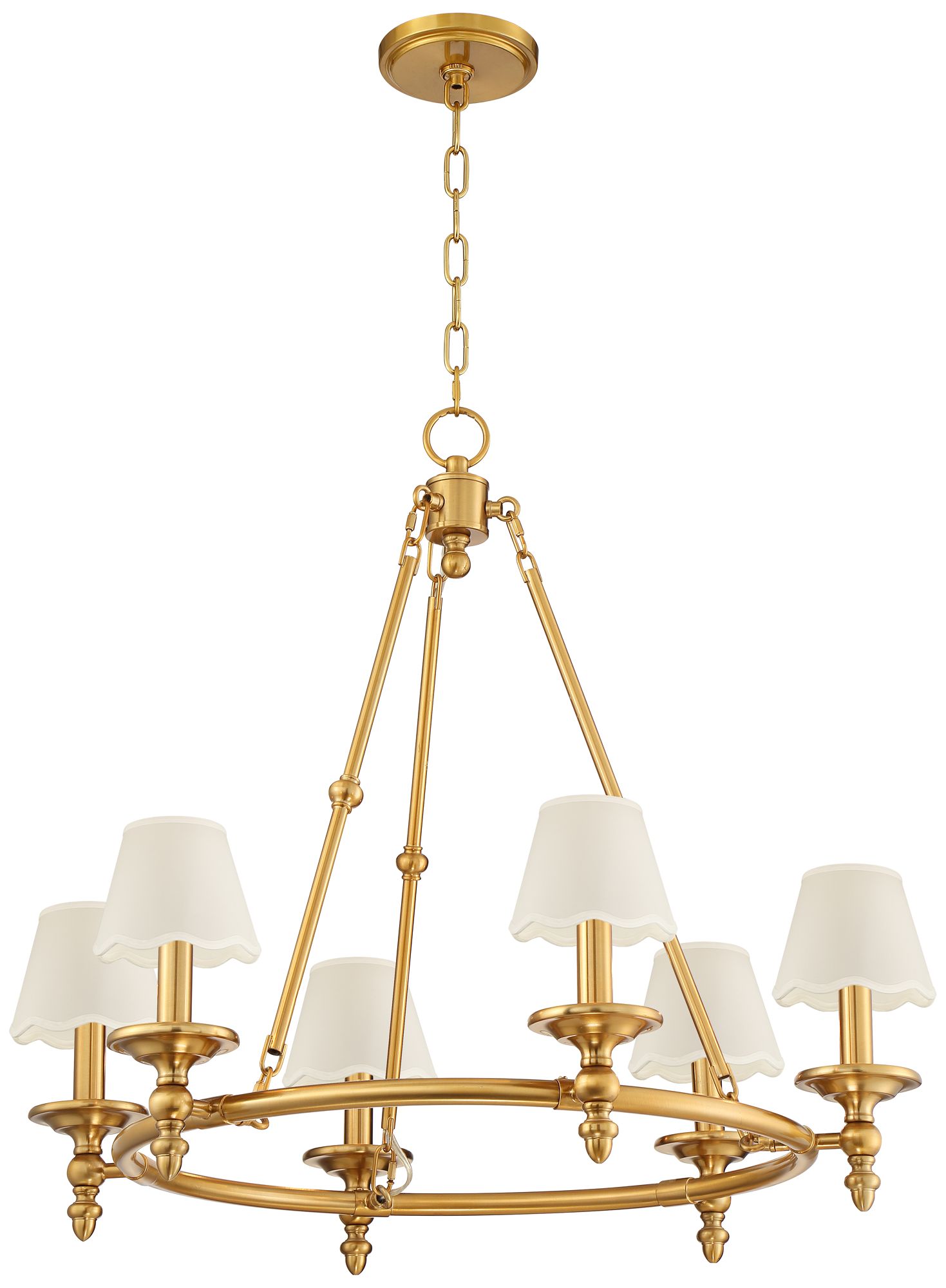 Image 5 Stiffel Hartley 28"W Antique Gold 6-Light Chandelier with White Shade more views