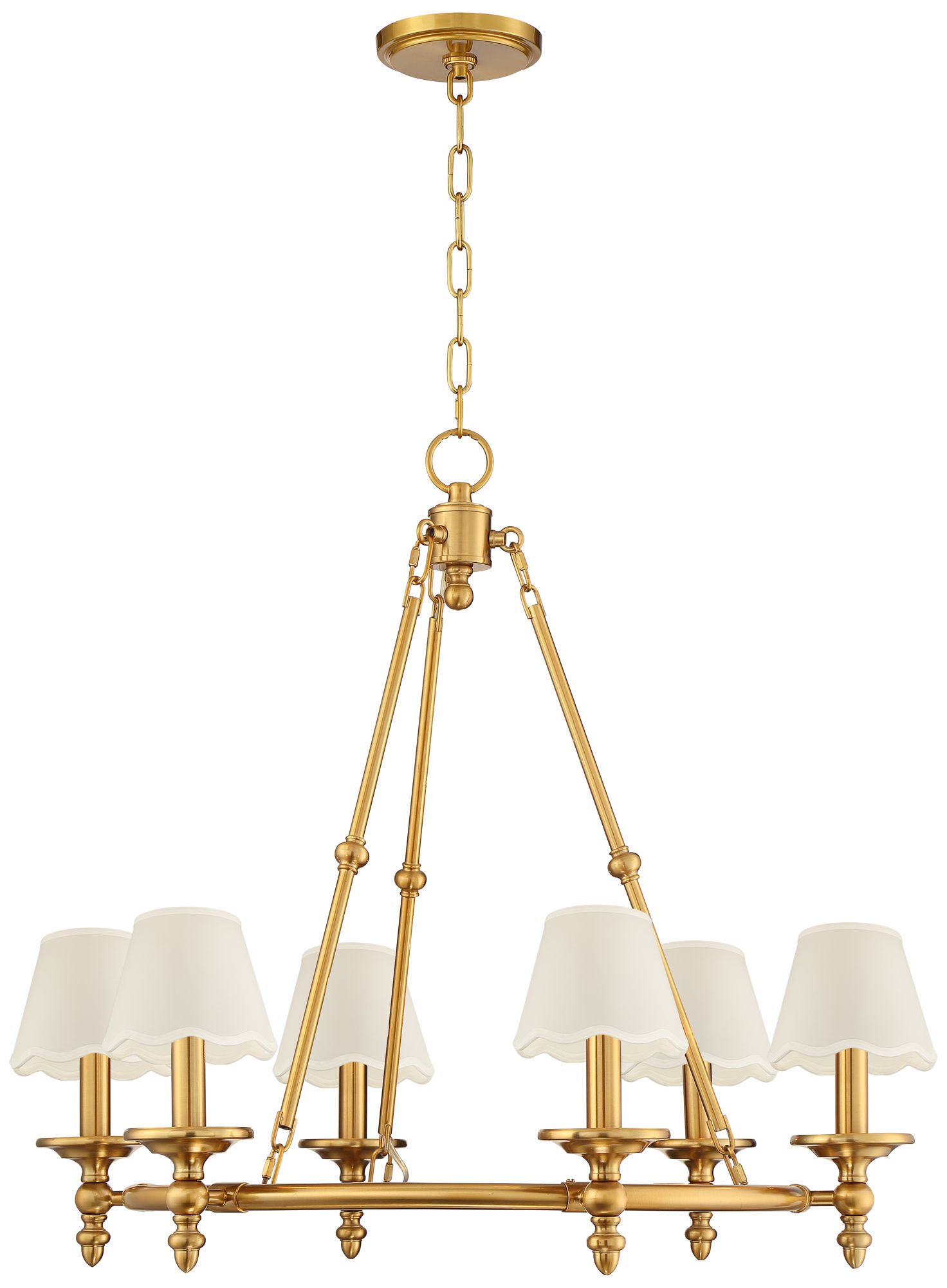 Image 6 Stiffel Hartley 28"W Antique Gold 6-Light Chandelier with White Shade more views