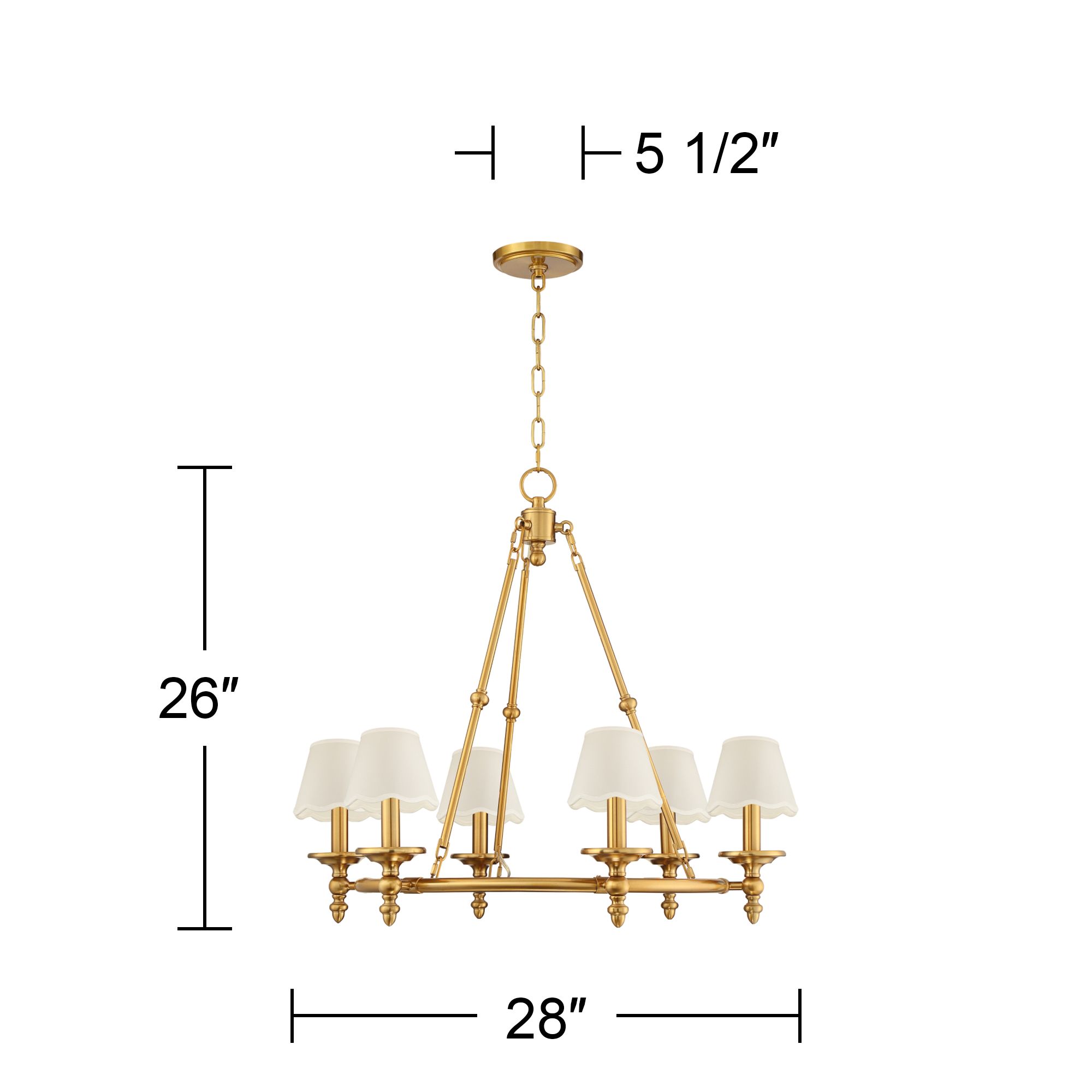 Image 7 Stiffel Hartley 28"W Antique Gold 6-Light Chandelier with White Shade more views