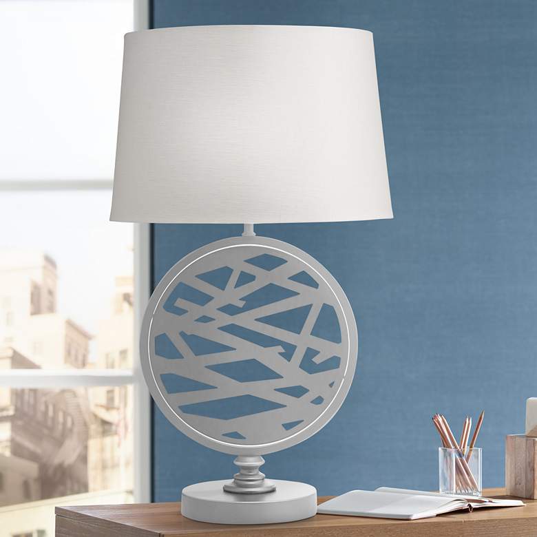 Image 1 Stiffel Holt 29" High Silver Powder Coat Zinc Table Lamp