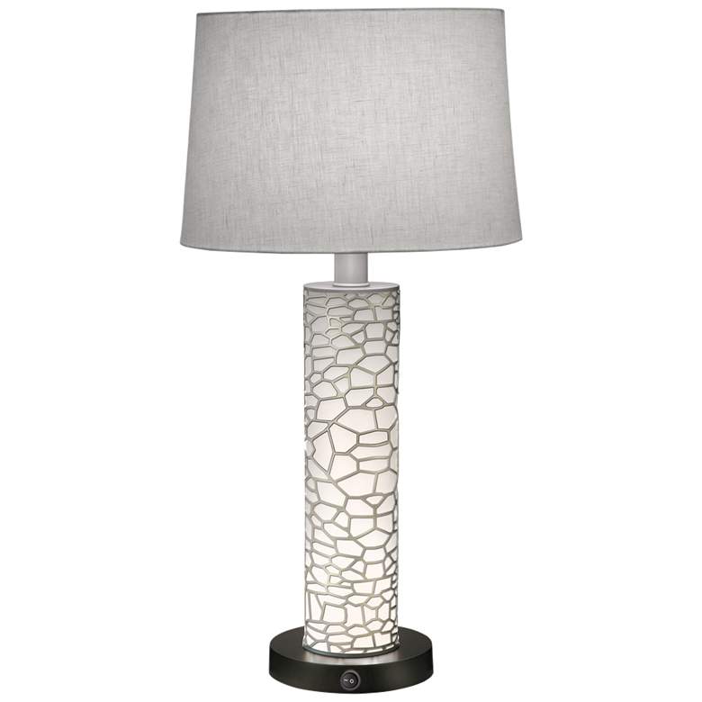Image 1 Stiffel Honeycomb 29" Laser Cut Silver Night Light Table Lamp