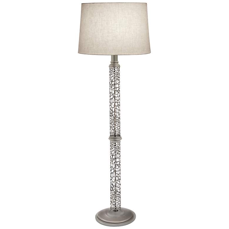 Image 1 Stiffel Honeycomb 61" Laser Cut Silver Metal Floor Lamp