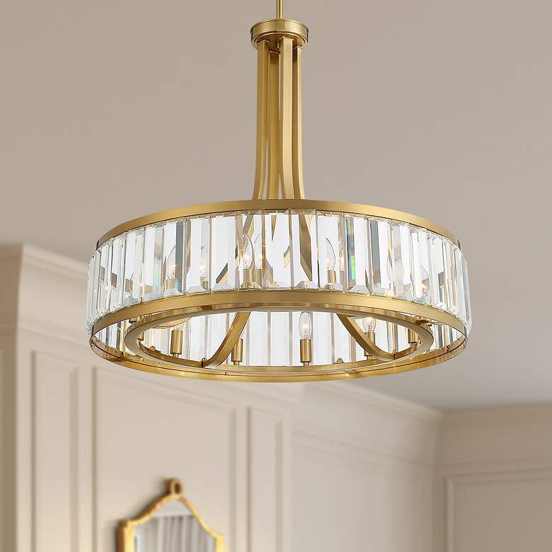 Image 1 Stiffel Huxley 30 1/2" Wide Warm Gold Glass 12-Light Drum Pendant