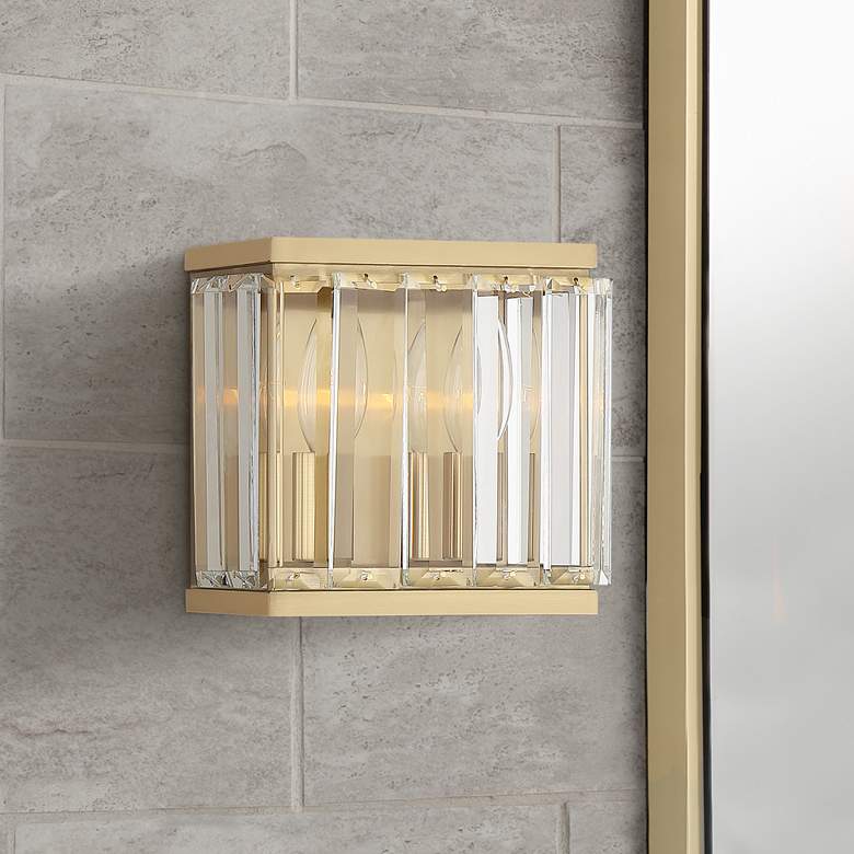 Image 1 Stiffel Huxley 7" High Warm Gold Crystal 2-Light Wall Sconce