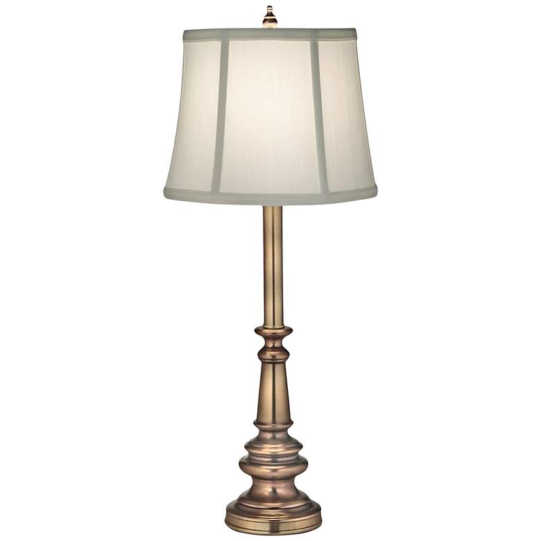 Image 2 Stiffel Ivory Shadow 25" Antique Brass Finish Traditional Table Lamp