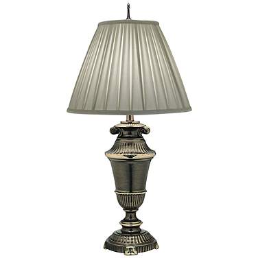 Stiffel Ivory Shadow 33" Box Pleat Shade Roman Bronze Table Lamp