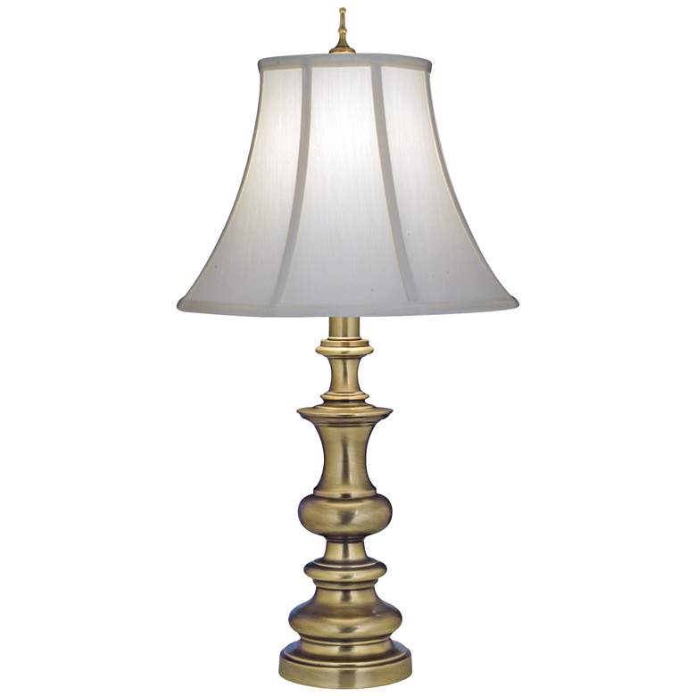 Image 1 Stiffel Ivory Shadow Antique Brass Table Lamp with Dimmer