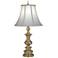 Stiffel Ivory Shadow Antique Brass Table Lamp with Dimmer