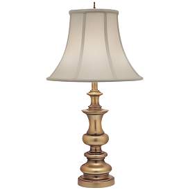 Image2 of Stiffel Ivory Shadow Shade 31" High Antique Brass Table Lamp