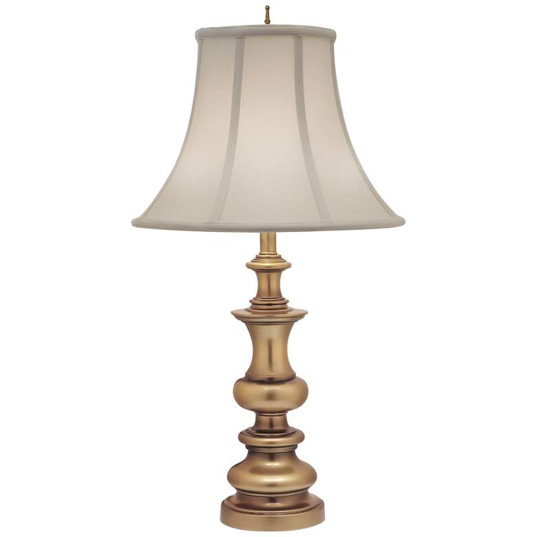 Stiffel Ivory Shadow Shade 31&quot; High Antique Brass Table Lamp