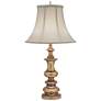 Stiffel Ivory Shadow Shade 31" High Antique Brass Table Lamp