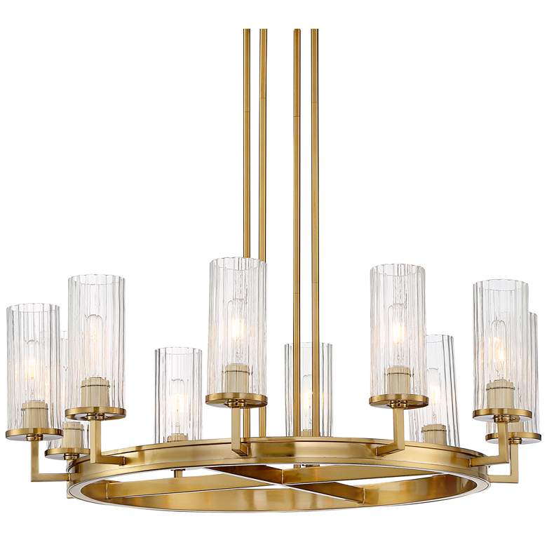Stiffel Janice 35&quot; Wide Gold and Clear Glass 10-Light Ring Chandelier