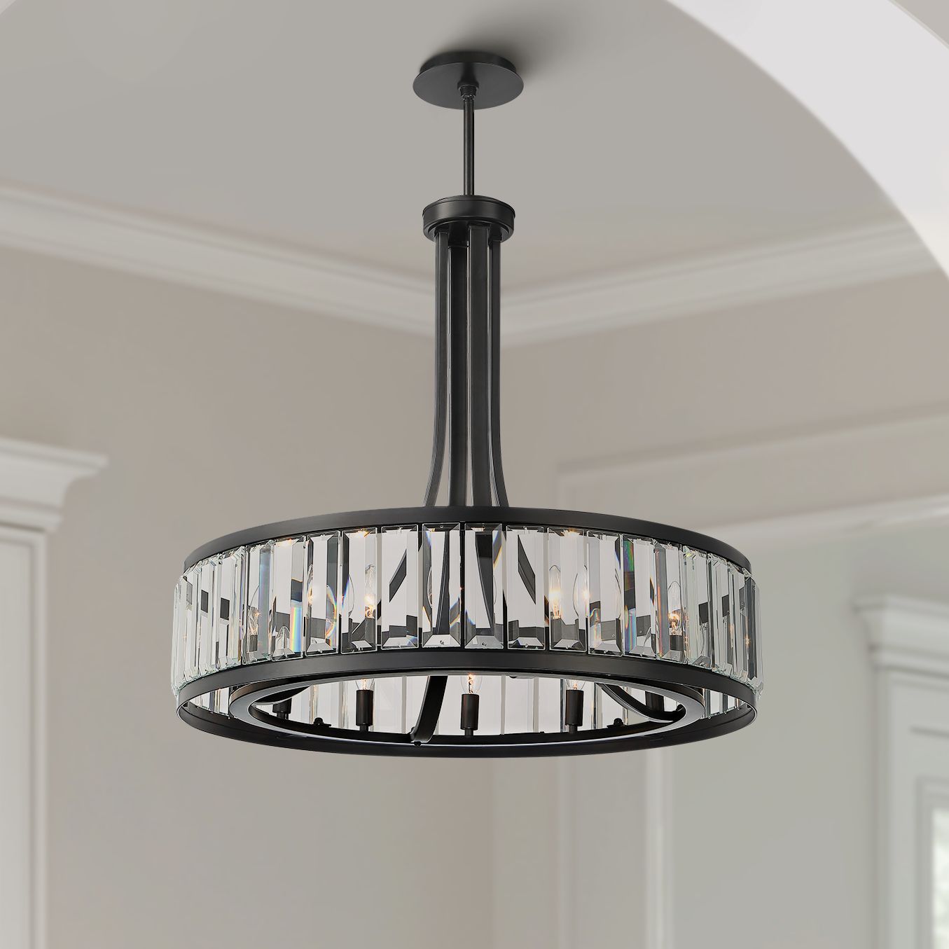 brixton black and silver 24 wide drum pendant light