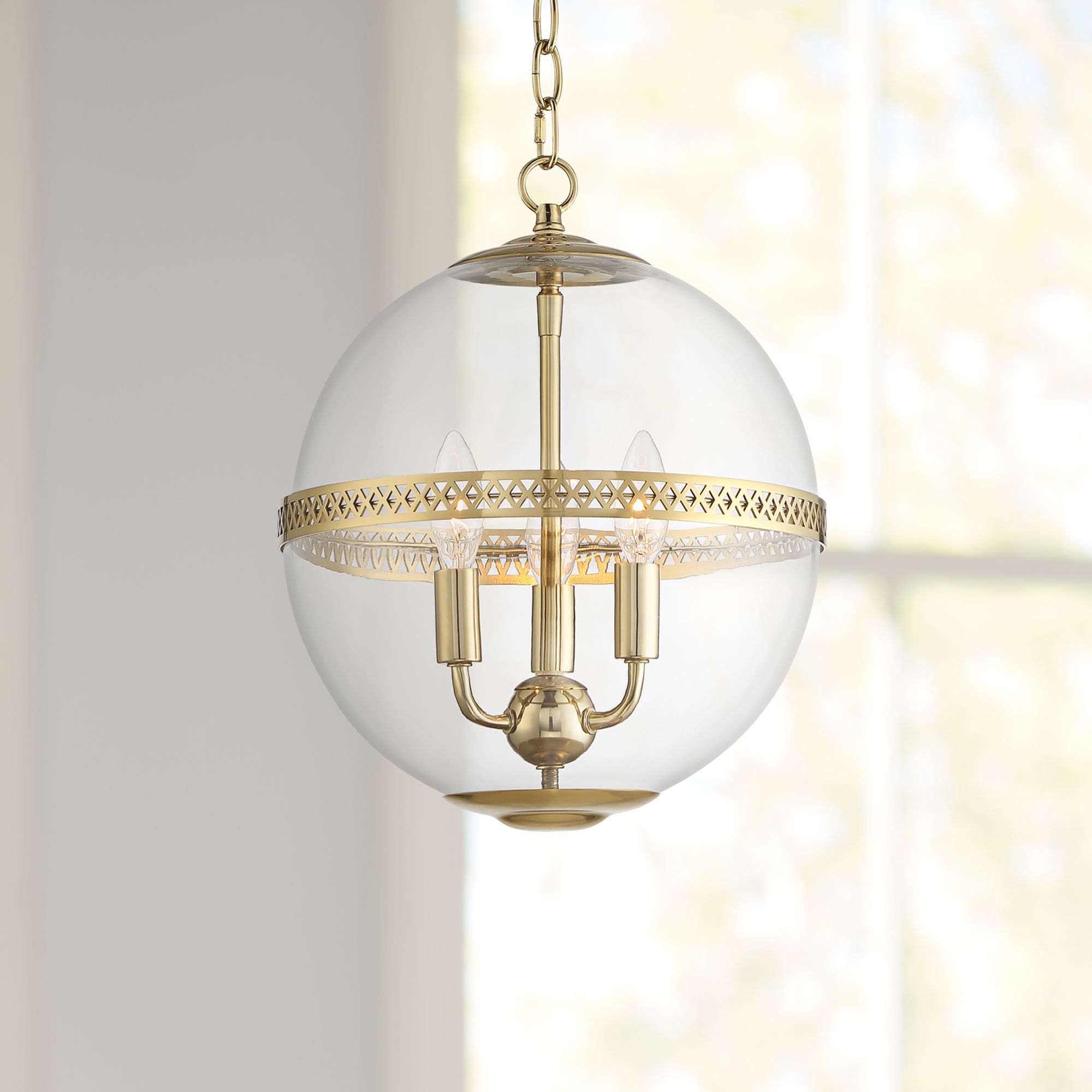 aged brass globe pendant