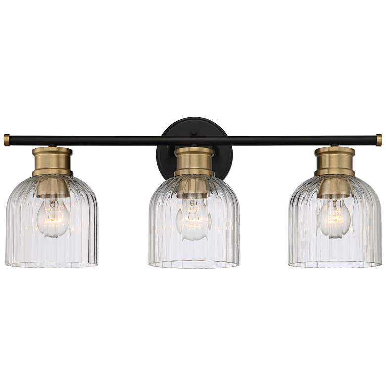 Image 2 Stiffel Lana 23 inch Wide Black and Warm Brass 3-Light Bath Light