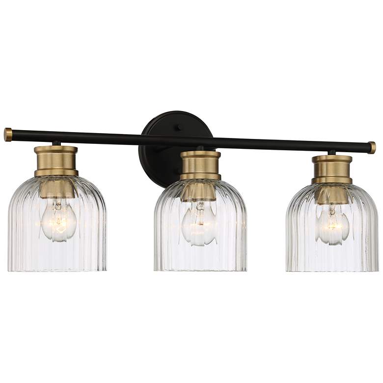 Image 4 Stiffel Lana 23 inch Wide Black and Warm Brass 3-Light Bath Light more views