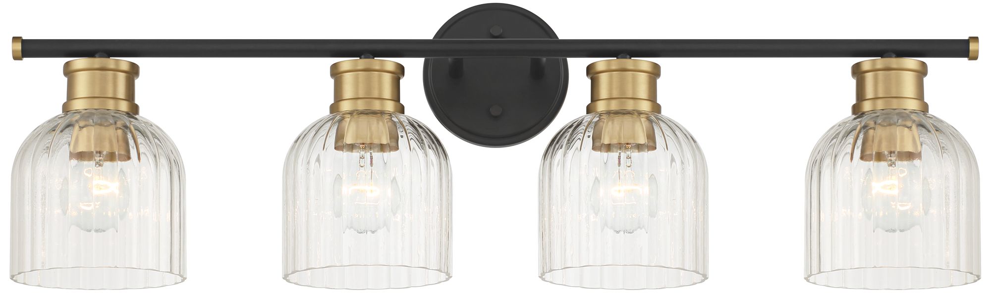 Image 2 Stiffel Lana 31 3/4" Wide Black and Warm Brass 4-Light Bath Light