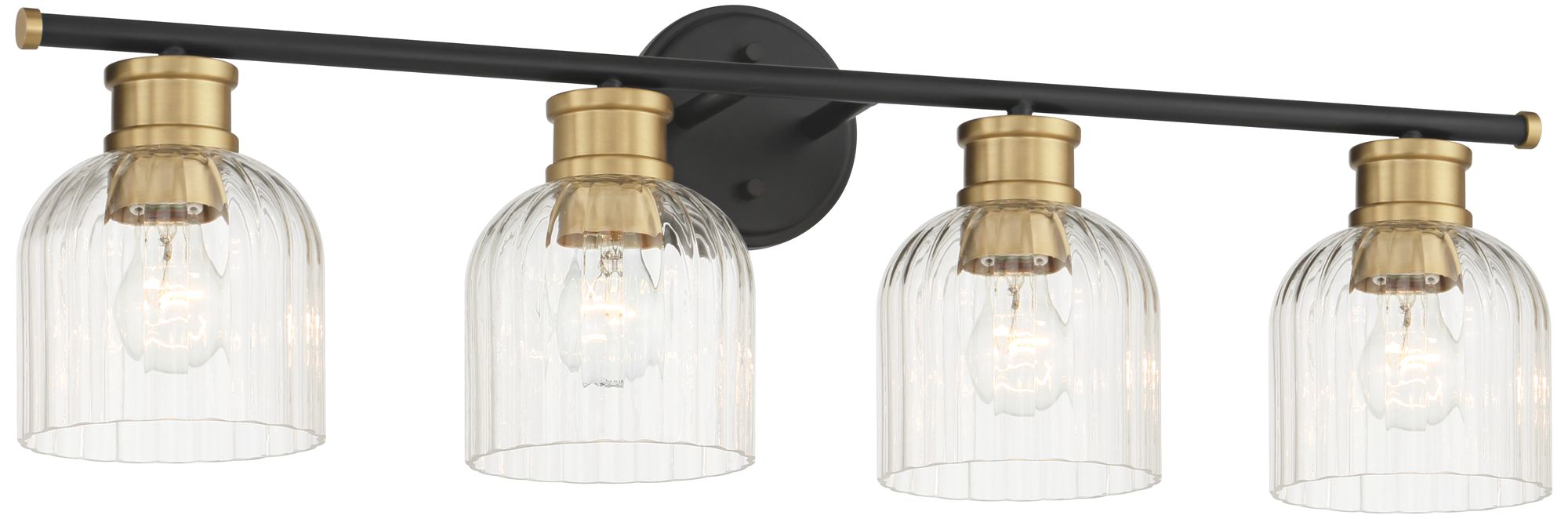 Image 6 Stiffel Lana 31 3/4" Wide Black and Warm Brass 4-Light Bath Light more views