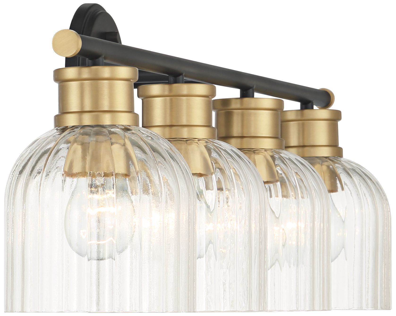 Stiffel Lana 31 3/4" Wide Black and Warm Brass 4-Light Bath Light