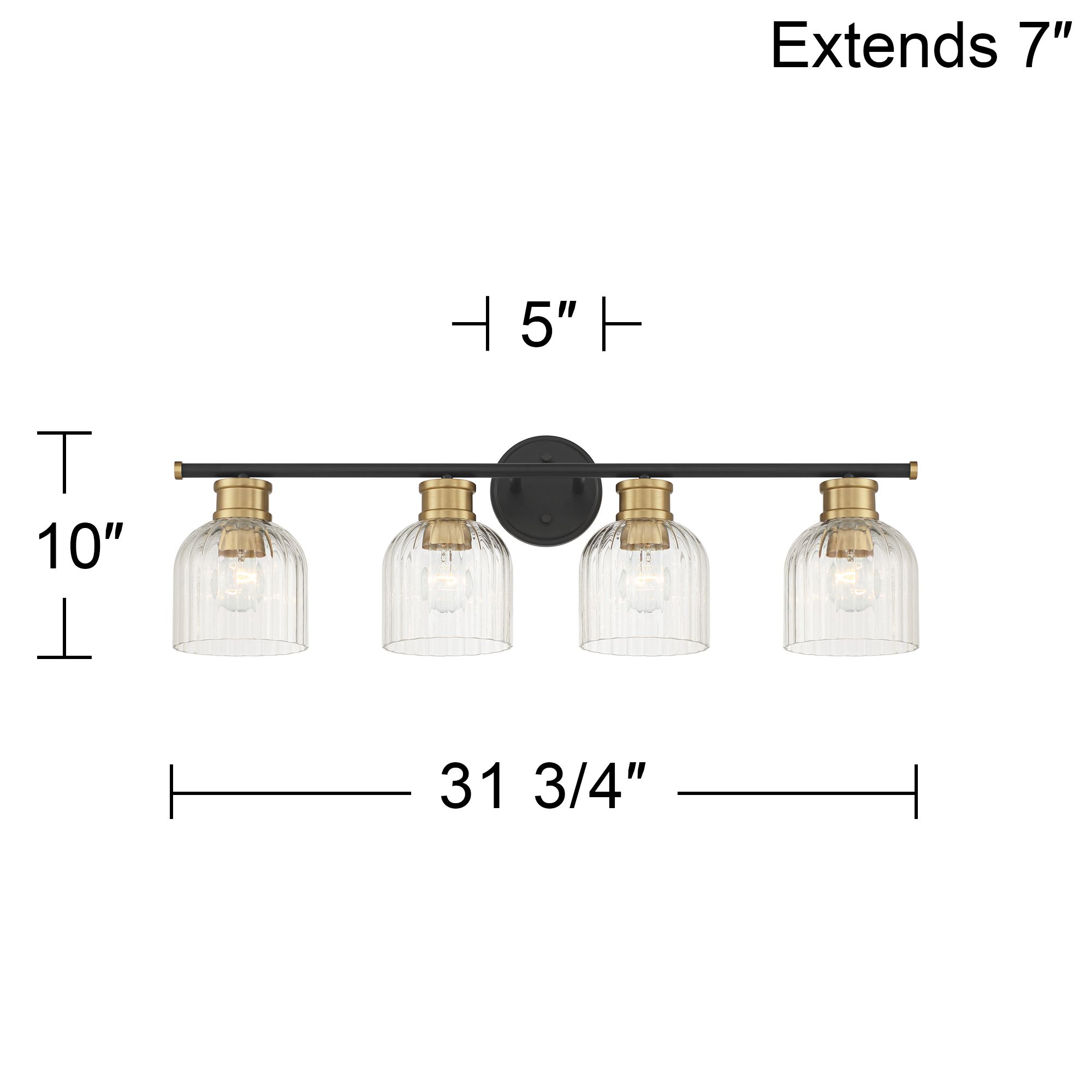 Stiffel Lana 31 3/4" Wide Black and Warm Brass 4-Light Bath Light