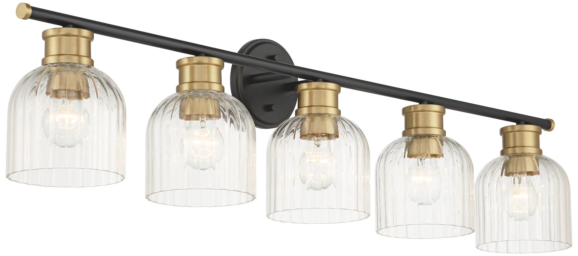 Image 7 Stiffel Lana 40" Wide Black and Warm Brass 5-Light Bath Light more views