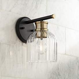 Image1 of Stiffel Lana 9" High Black and Warm Brass Wall Sconce