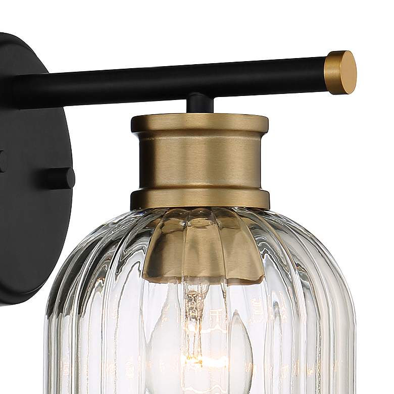 Image 3 Stiffel Lana 9" High Black and Warm Brass Wall Sconce more views