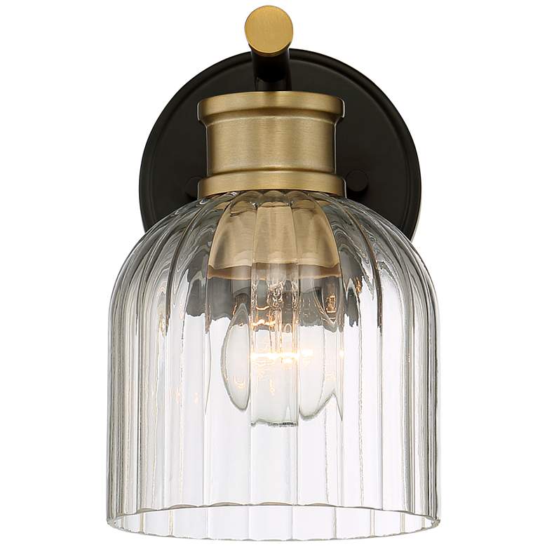 Image 4 Stiffel Lana 9" High Black and Warm Brass Wall Sconce more views