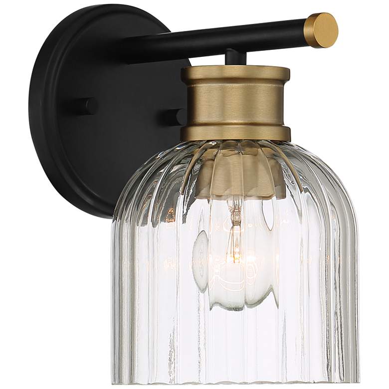 Image 5 Stiffel Lana 9" High Black and Warm Brass Wall Sconce more views