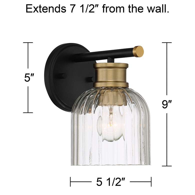 Image 7 Stiffel Lana 9" High Black and Warm Brass Wall Sconce more views