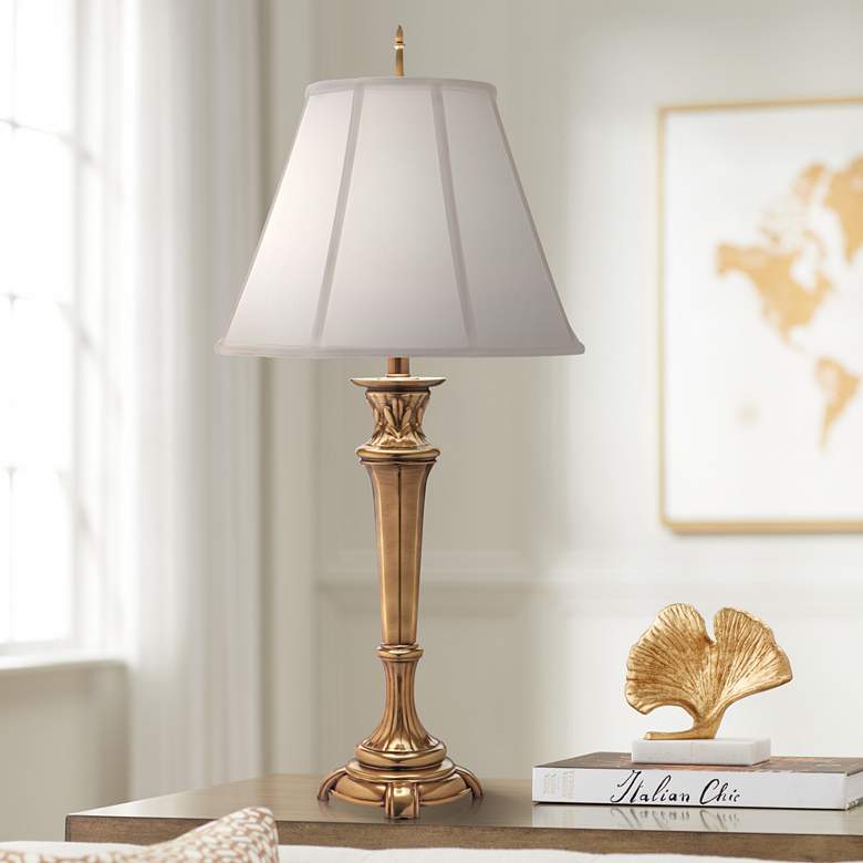 Image 1 Stiffel Layna 35" Traditional Burnished Brass Table Lamp