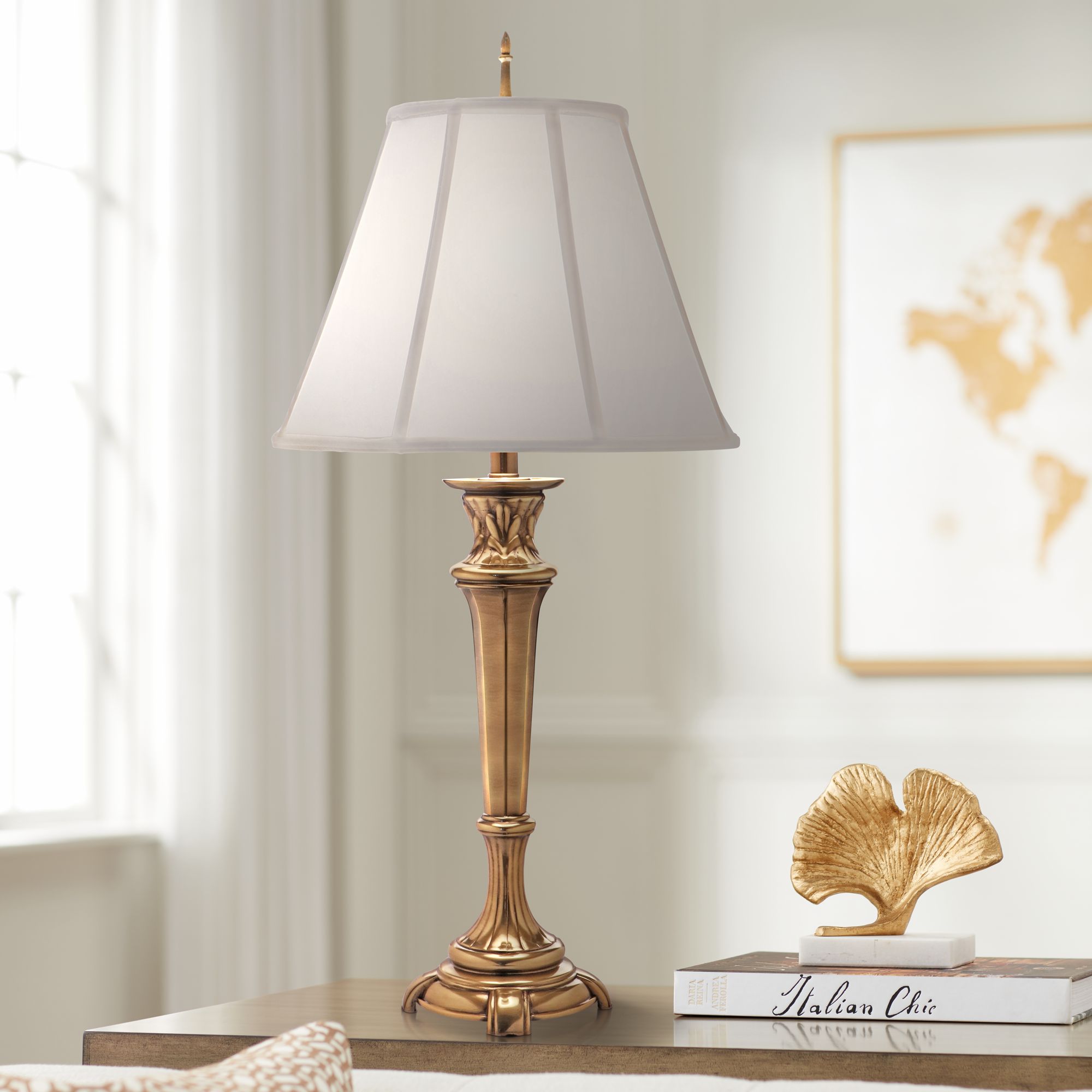 burnished brass table lamp