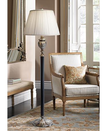 Stiffel Leighton 62" Antique Nickel Matte Black Metal Floor Lamp
