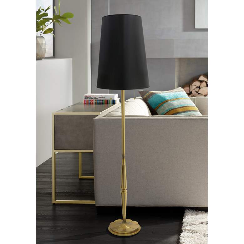 Image 1 Stiffel Lexington 66" High Modern Black and Brass Floor Lamp