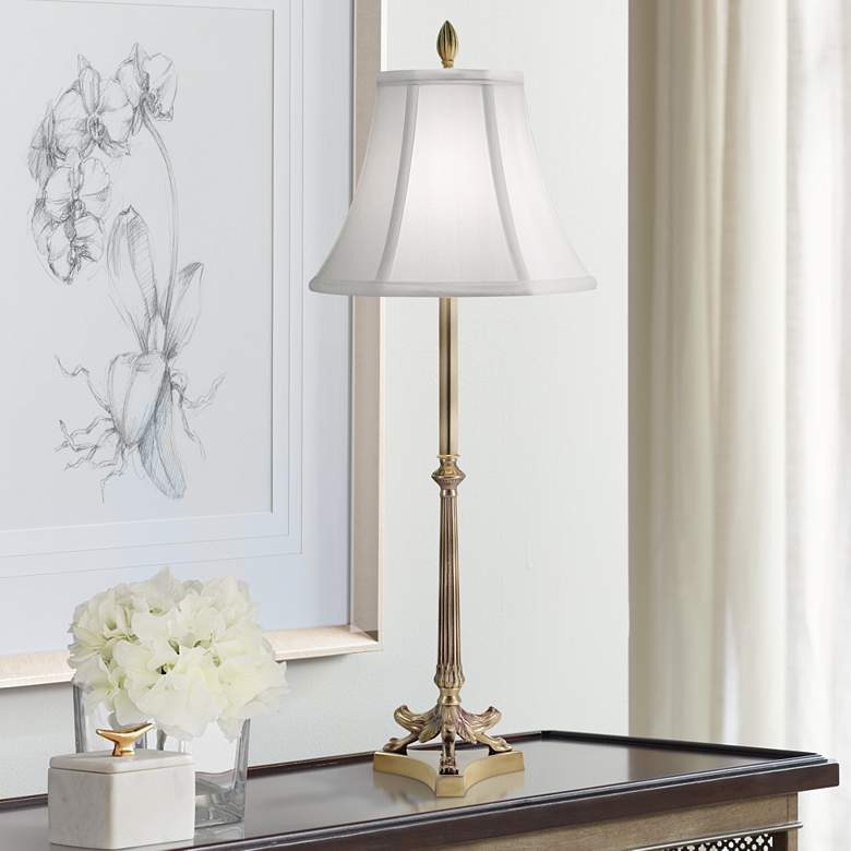 Image 1 Stiffel Lissmore Antique Brass Buffet Table Lamp