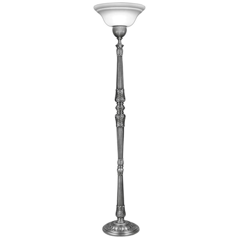 Image 1 Stiffel Madeleine Pewter Metal Torchiere Floor Lamp